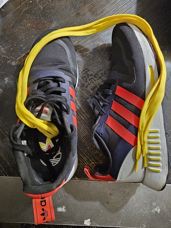 adidas Other - adidas Black Sneaker with Red Stripes and Yellow Laces